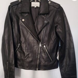 Lucky Brand Large women moto Lambskin Leather motorcycle jacket Black